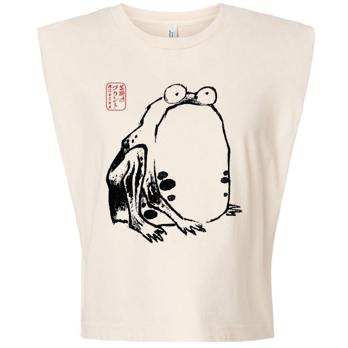 Japanese Grumpy Frog Ukiyoe Anime Japanese Garment-Dyed Women's Muscle Tee