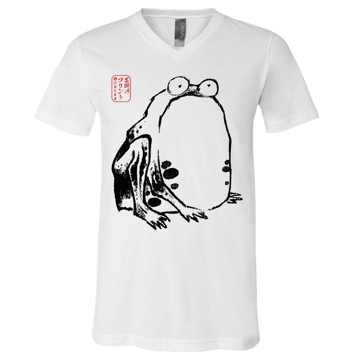 Japanese Grumpy Frog Ukiyoe Anime Japanese V-Neck T-Shirt