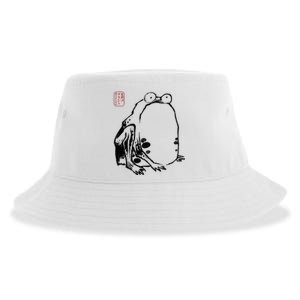 Japanese Grumpy Frog Ukiyoe Anime Japanese Sustainable Bucket Hat