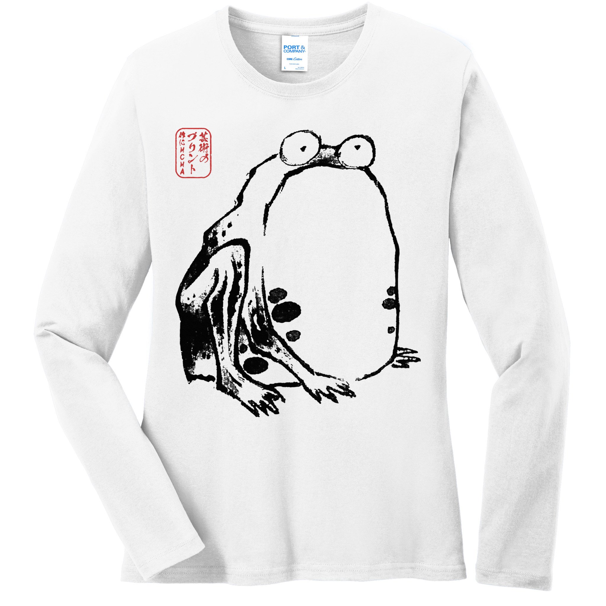 Japanese Grumpy Frog Ukiyoe Anime Japanese Ladies Long Sleeve Shirt