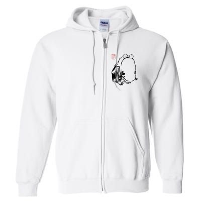 Japanese Grumpy Frog Ukiyoe Anime Japanese Full Zip Hoodie