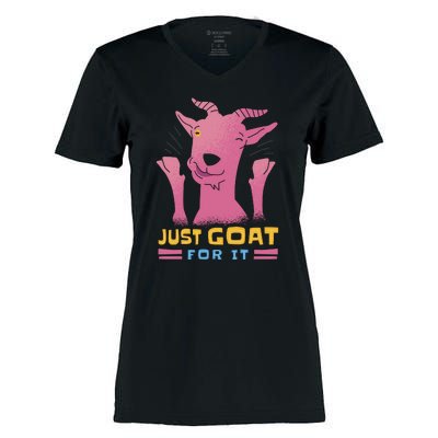 Just Goat For It Women's Momentum V-Neck T-Shirt