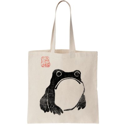 Japanese Grumpy Frog Toad Unimpressed Animal Funny Chubby Tote Bag