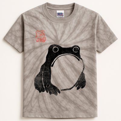 Japanese Grumpy Frog Toad Unimpressed Animal Funny Chubby Kids Tie-Dye T-Shirt