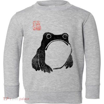 Japanese Grumpy Frog Toad Unimpressed Animal Funny Chubby Toddler Sweatshirt