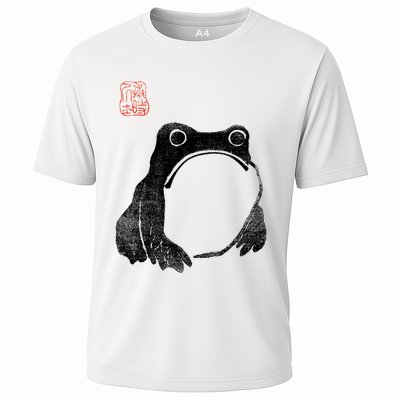 Japanese Grumpy Frog Toad Unimpressed Animal Funny Chubby Performance Shirt