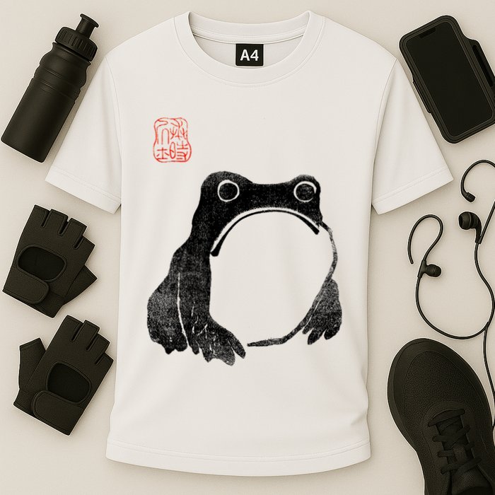 Japanese Grumpy Frog Toad Unimpressed Animal Funny Chubby Cooling Performance Crew T-Shirt
