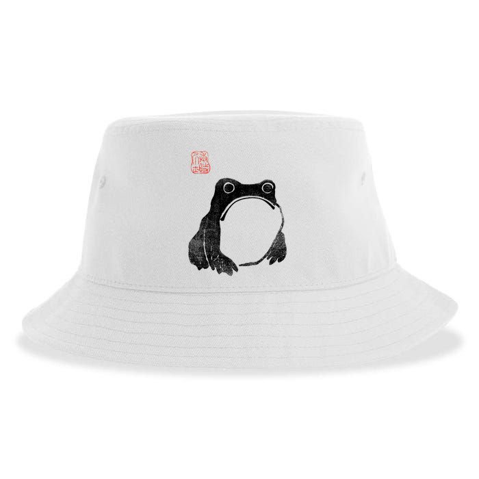 Japanese Grumpy Frog Toad Unimpressed Animal Funny Chubby Sustainable Bucket Hat