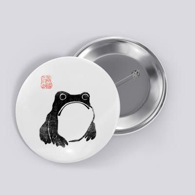 Japanese Grumpy Frog Toad Unimpressed Animal Funny Chubby Button