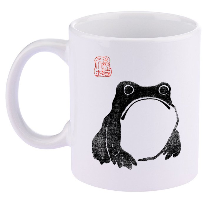 Japanese Grumpy Frog Toad Unimpressed Animal Funny Chubby 11oz C Handle Ceramic Mug