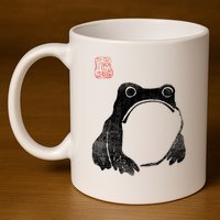 Japanese Grumpy Frog Toad Unimpressed Animal Funny Chubby 11oz C Handle Ceramic Mug