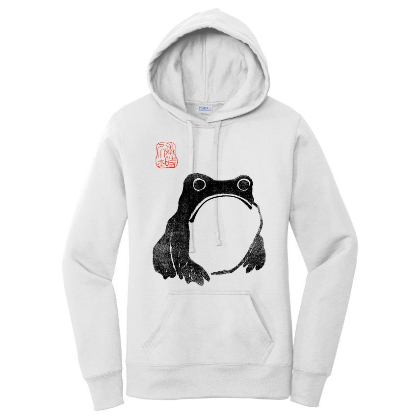 Japanese Grumpy Frog Toad Unimpressed Animal Funny Chubby Women's Pullover Hoodie