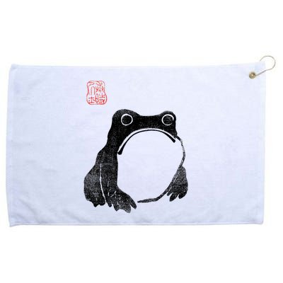 Japanese Grumpy Frog Toad Unimpressed Animal Funny Chubby Grommeted Golf Towel