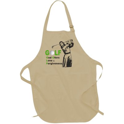 Jesus Golf God Offer Love And Forgiveness Full-Length Apron With Pockets