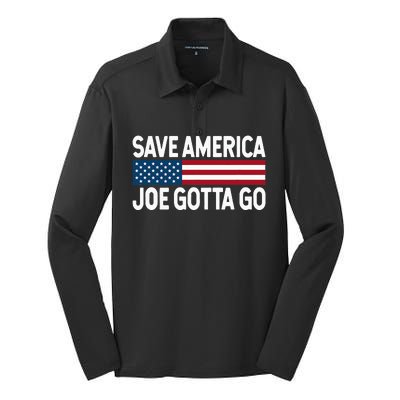 Joe Gotta Go Save America AntiBiden 86 46 Impeach Biden 46 Silk Touch Performance Long Sleeve Polo