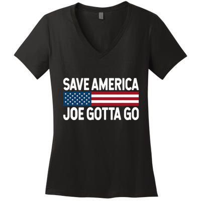 Joe Gotta Go Save America AntiBiden 86 46 Impeach Biden 46 Women's V-Neck T-Shirt