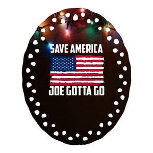 Joe Gotta Go Save America Flag Anti Biden Impeach Biden Ceramic Oval Ornament