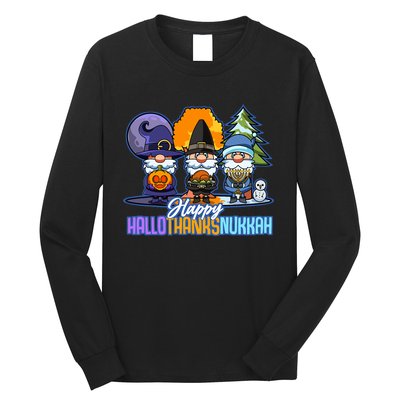 Jew Gnomes Halloween Thanksgiving Hanukkah HalloThanksNukkah Long Sleeve Shirt