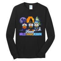 Jew Gnomes Halloween Thanksgiving Hanukkah HalloThanksNukkah Tall Long Sleeve T-Shirt