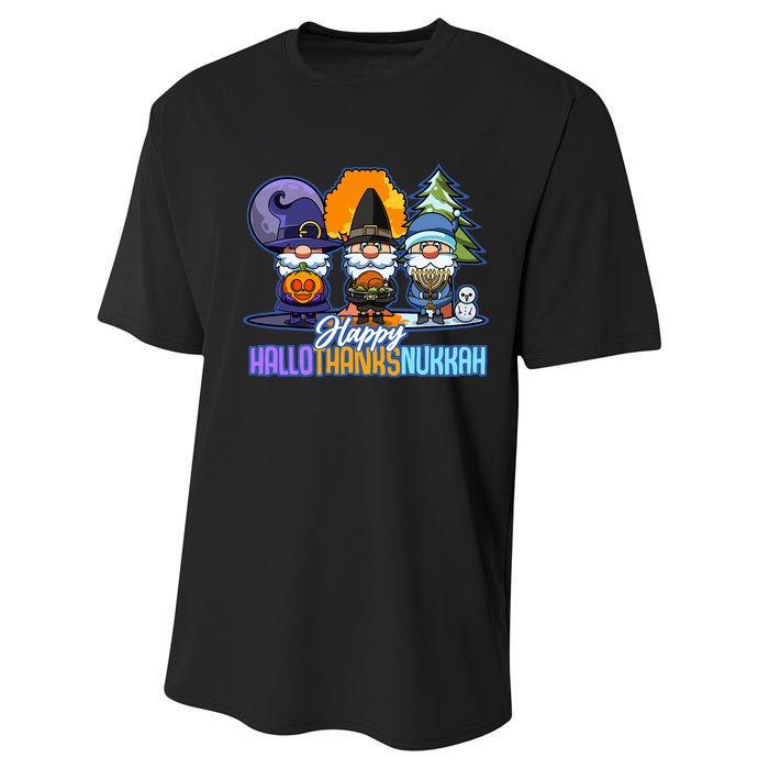 Jew Gnomes Halloween Thanksgiving Hanukkah HalloThanksNukkah Performance Sprint T-Shirt