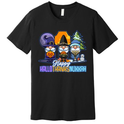 Jew Gnomes Halloween Thanksgiving Hanukkah HalloThanksNukkah Premium T-Shirt