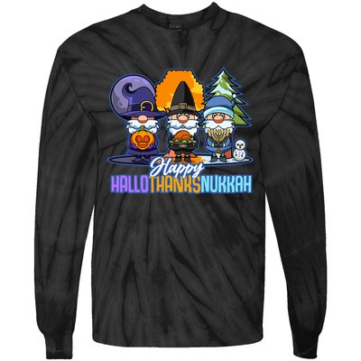 Jew Gnomes Halloween Thanksgiving Hanukkah HalloThanksNukkah Tie-Dye Long Sleeve Shirt