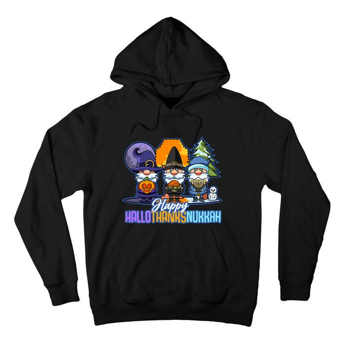 Jew Gnomes Halloween Thanksgiving Hanukkah HalloThanksNukkah Tall Hoodie