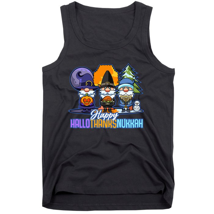 Jew Gnomes Halloween Thanksgiving Hanukkah HalloThanksNukkah Tank Top