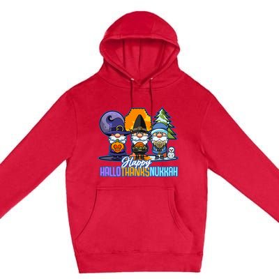 Jew Gnomes Halloween Thanksgiving Hanukkah HalloThanksNukkah Premium Pullover Hoodie