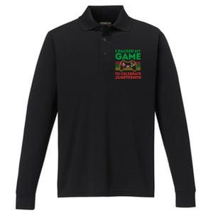 Juneteenth Gamer I Paused My Game To Celebrate Juneteenth Performance Long Sleeve Polo