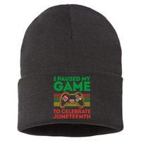 Juneteenth Gamer I Paused My Game To Celebrate Juneteenth Sustainable Knit Beanie