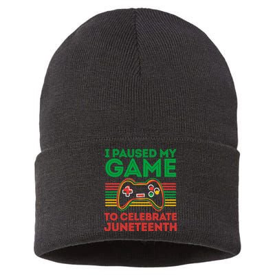 Juneteenth Gamer I Paused My Game To Celebrate Juneteenth Sustainable Knit Beanie