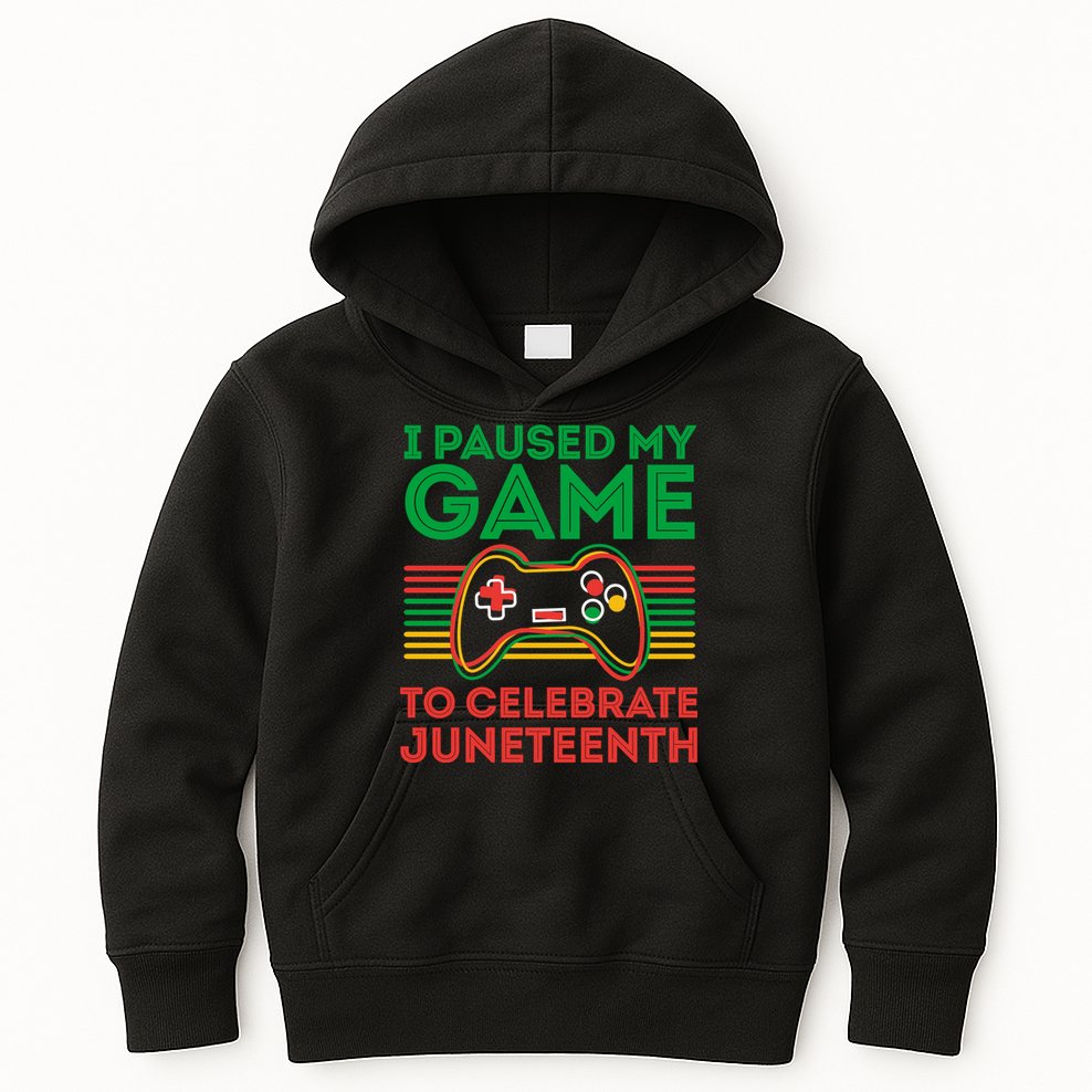 Juneteenth Gamer I Paused My Game To Celebrate Juneteenth Kids Hoodie