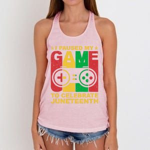 Juneteenth Gamer I Paused My Game To Celebrate Juneteeth Gift Women's Knotted Racerback Tank