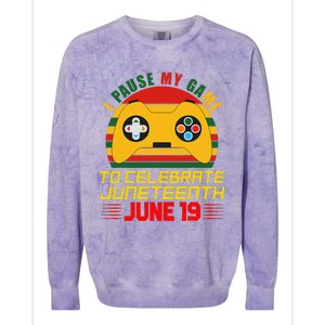 Juneteenth Gamer I Paused My Game To Celebrate Juneteeth Colorblast Crewneck Sweatshirt