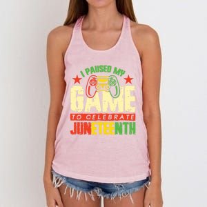 Juneteenth Gamer I Paused My Game To Celebrate Juneteenth Gift Women's Knotted Racerback Tank