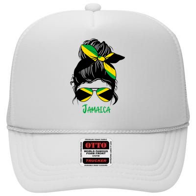 Jamaican Girl Jamaica Girl Jamaica Woman Flag High Crown Mesh Back Trucker Hat