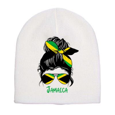 Jamaican Girl Jamaica Girl Jamaica Woman Flag Short Acrylic Beanie