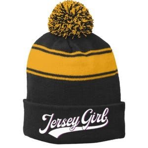 Jersey Girl Stripe Pom Pom Beanie