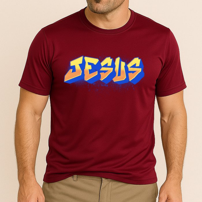 Jesus Graffiti Logo Cooling Performance Crew T-Shirt