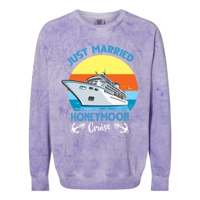 Just Got Married Honeymoon Cruise Couple Matching Gift Colorblast Crewneck Sweatshirt