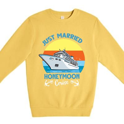 Just Got Married Honeymoon Cruise Couple Matching Gift Premium Crewneck Sweatshirt