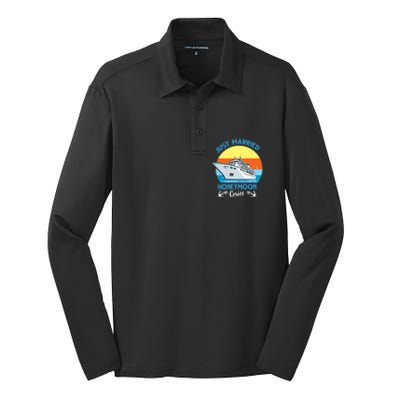 Just Got Married Honeymoon Cruise Couple Matching Gift Silk Touch Performance Long Sleeve Polo