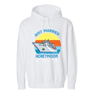 Just Got Married Honeymoon Cruise Couple Matching Gift Garment-Dyed Fleece Hoodie