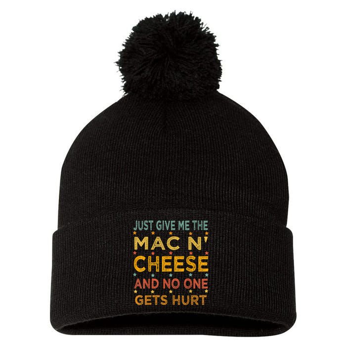 Just Give Me The Mac And Cheese Thanksgiving Christmas Funny Pom Pom 12in Knit Beanie