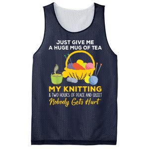 Just Give Me A Huge Mug Of Tea My Knitting Mesh Reversible Basketball Jersey Tank