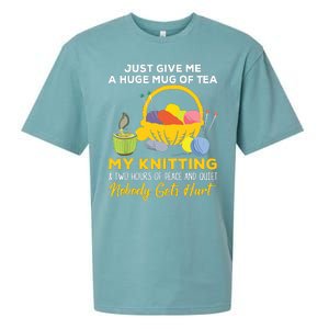 Just Give Me A Huge Mug Of Tea My Knitting Sueded Cloud Jersey T-Shirt