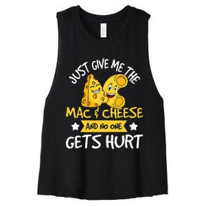 Just Give Me The Mac & Cheese Macaroni Cheesy Noodle Lover Women's Racerback Cropped Tank