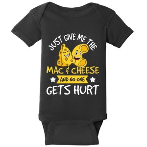 Just Give Me The Mac & Cheese Macaroni Cheesy Noodle Lover Baby Bodysuit