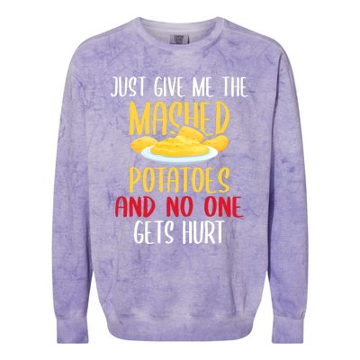 Just Give Me The Mashed Potatoes Funny Thanksgiving Xmas Colorblast Crewneck Sweatshirt